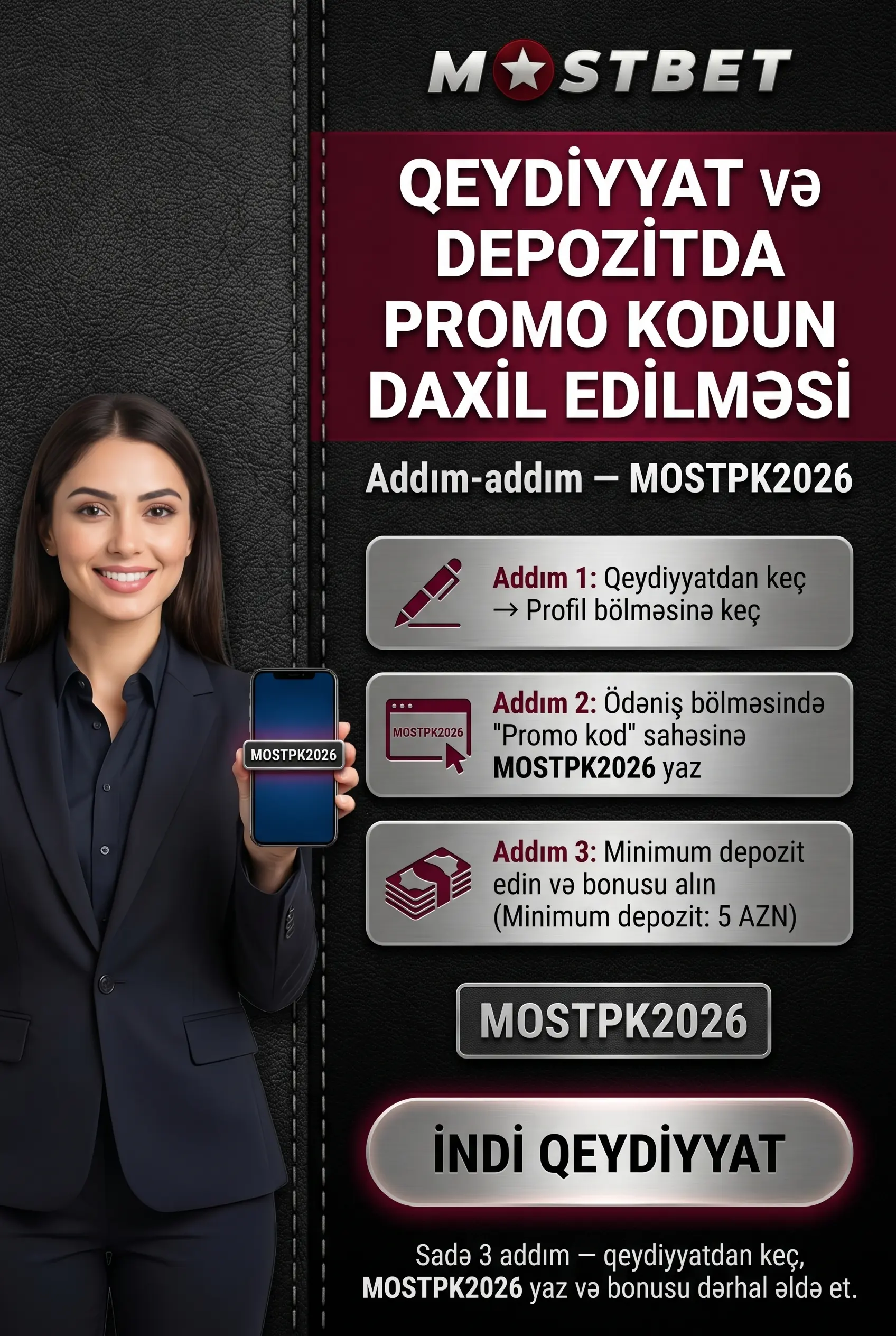 Kodu qeydiyyat və ya depozit zamanı daxil et